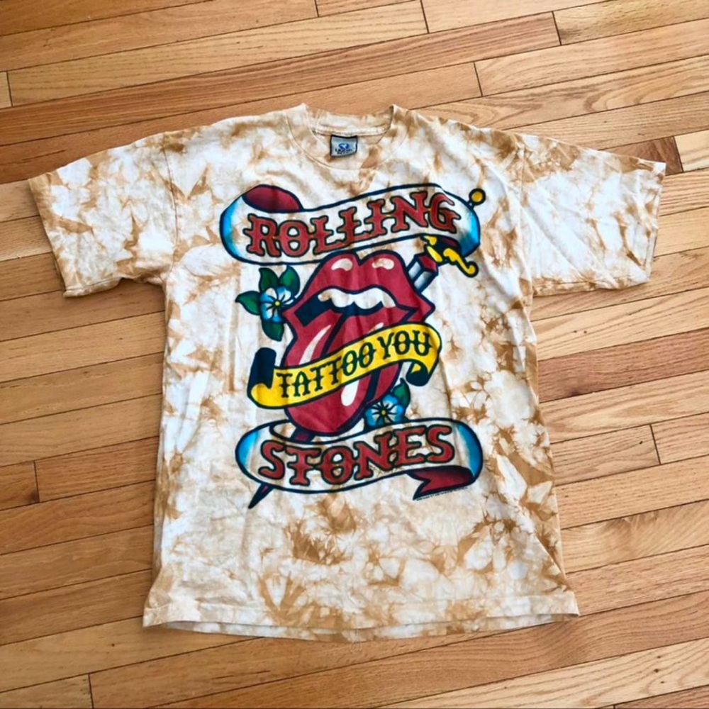 2003 Rolling Stones Liquid Blue Tie Dye Tattoo You Vintage T-Shirt Size L Rock